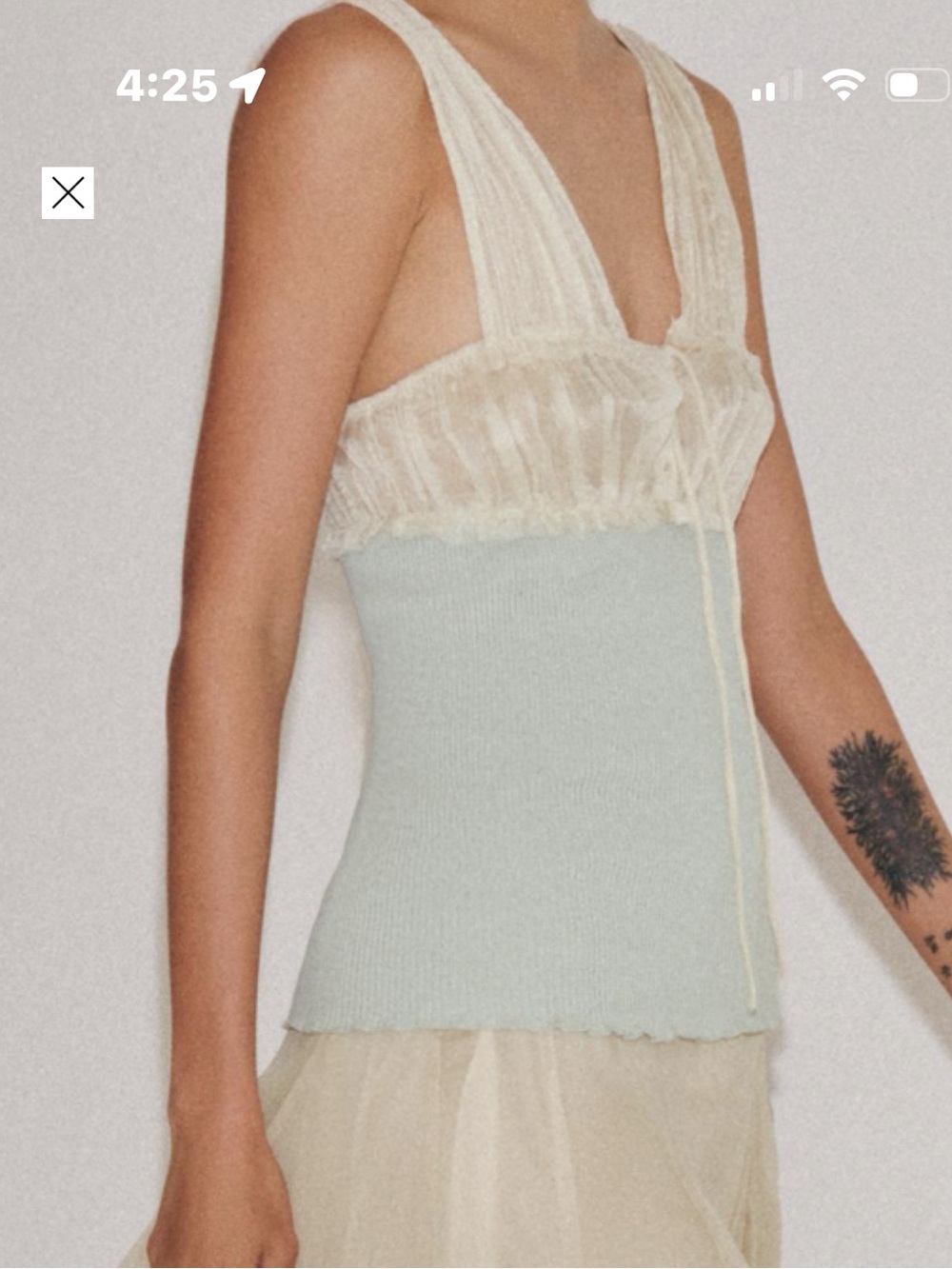 Zara NWT combined top cream mesh organza & mint color top - Picture 10 of 10